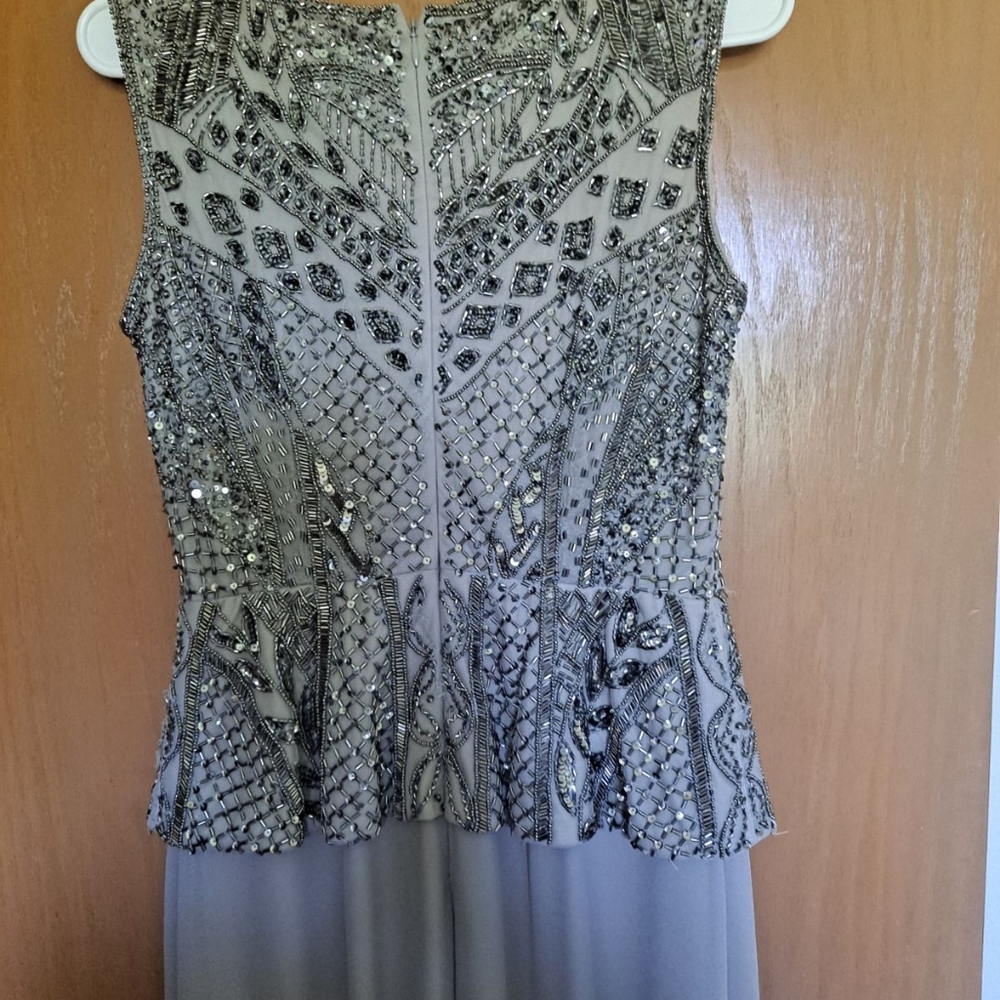Adrianna Papell Beaded Peplum Dress 4 Preowned Mother of Bride Lo… - Picture 3 of 7